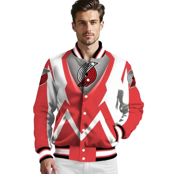 customized portland trail blazers v stripes red white varsity jacket high quality.webp