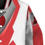 customized portland trail blazers v stripes red white varsity jacket best selling.webp