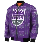 customized sacramento kings bolt stripe purple bomber jacket best selling