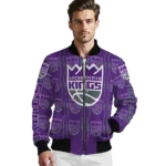 customized sacramento kings bolt stripe purple bomber jacket best selling