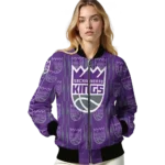 customized sacramento kings bolt stripe purple bomber jacket best selling