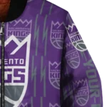 customized sacramento kings bolt stripe purple bomber jacket best selling