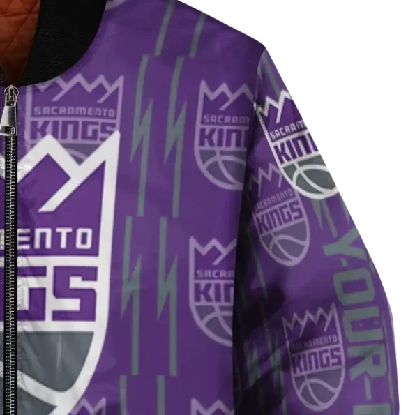 customized sacramento kings bolt stripe purple bomber jacket premium grade