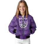 customized sacramento kings bolt stripe purple bomber jacket best selling