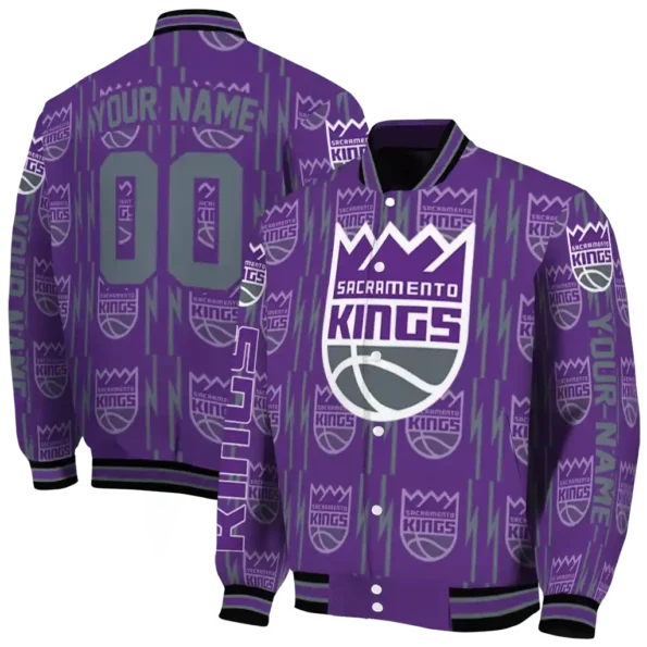 customized sacramento kings bolt stripe purple varsity jacket fashion forward.webp
