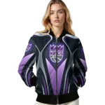 customized sacramento kings mesh chest black bomber jacket best selling