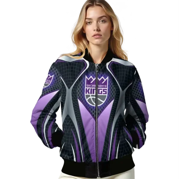 customized sacramento kings mesh chest black bomber jacket latest model