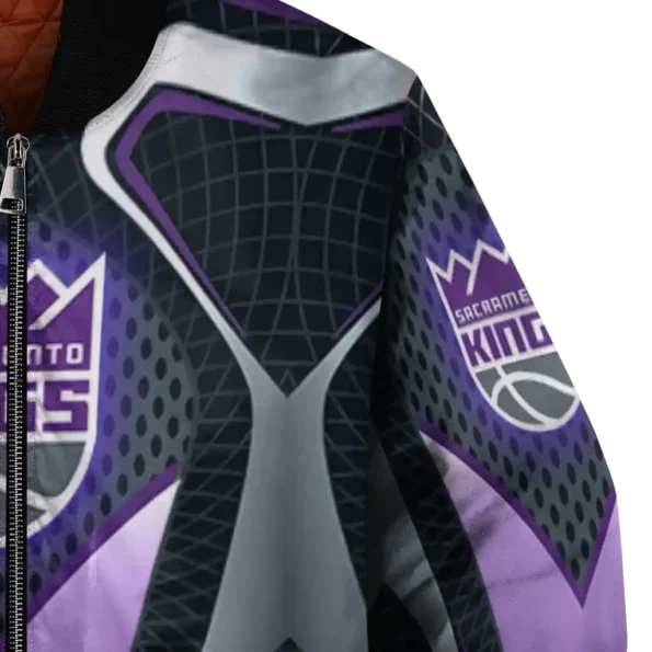 customized sacramento kings mesh chest black bomber jacket premium grade