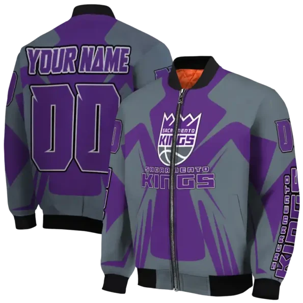 customized sacramento kings spider mark purple bomber jacket fashion forward