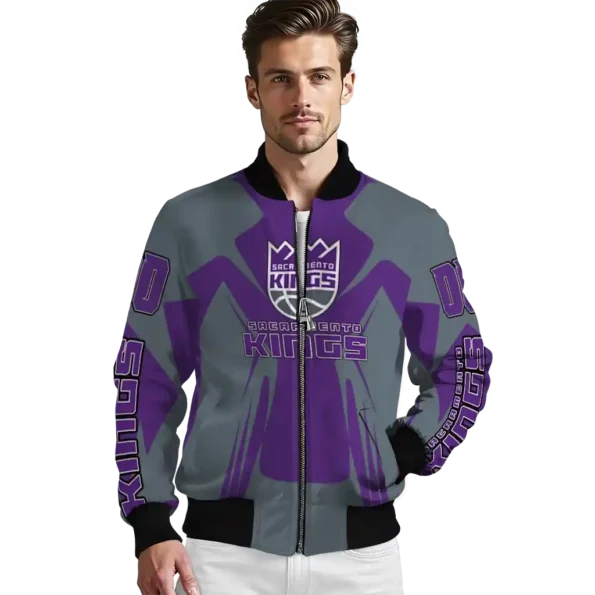 customized sacramento kings spider mark purple bomber jacket high quality