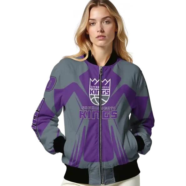 customized sacramento kings spider mark purple bomber jacket latest model