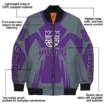 customized sacramento kings spider mark purple bomber jacket best selling