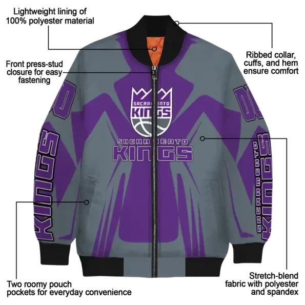 customized sacramento kings spider mark purple bomber jacket new arrival
