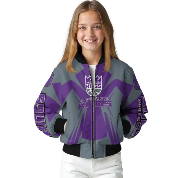 customized sacramento kings spider mark purple bomber jacket top rated