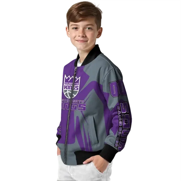 customized sacramento kings spider mark purple bomber jacket trendy