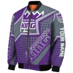 customized sacramento kings star burst purple bomber jacket best selling