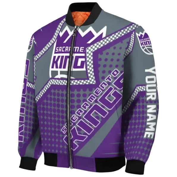 customized sacramento kings star burst purple bomber jacket best selling