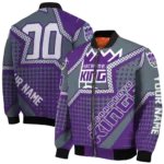 customized sacramento kings star burst purple bomber jacket best selling