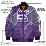 customized sacramento kings star burst purple bomber jacket best selling
