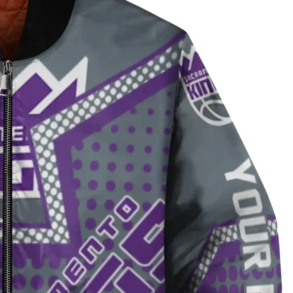 customized sacramento kings star burst purple bomber jacket premium grade