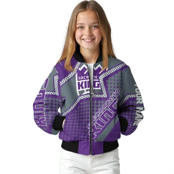 customized sacramento kings star burst purple bomber jacket top rated