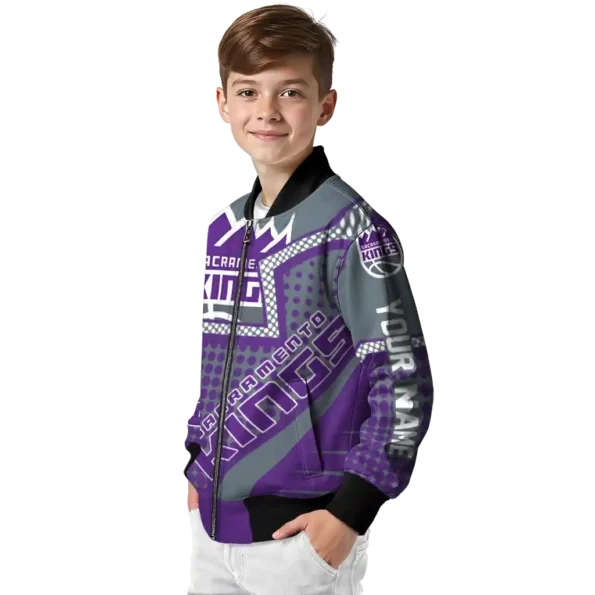 customized sacramento kings star burst purple bomber jacket trendy