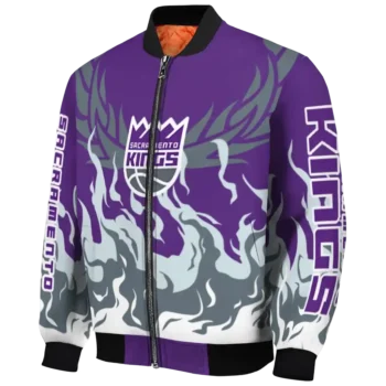 customized sacramento kings winged blaze purple white bomber jacket best selling