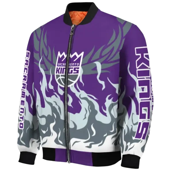 customized sacramento kings winged blaze purple white bomber jacket best selling
