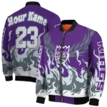customized sacramento kings winged blaze purple white bomber jacket best selling