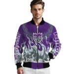 customized sacramento kings winged blaze purple white bomber jacket best selling