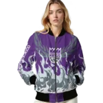 customized sacramento kings winged blaze purple white bomber jacket best selling