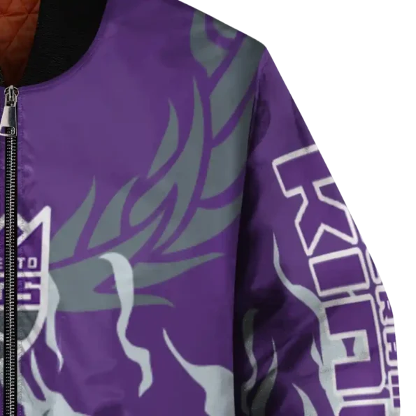 customized sacramento kings winged blaze purple white bomber jacket premium grade