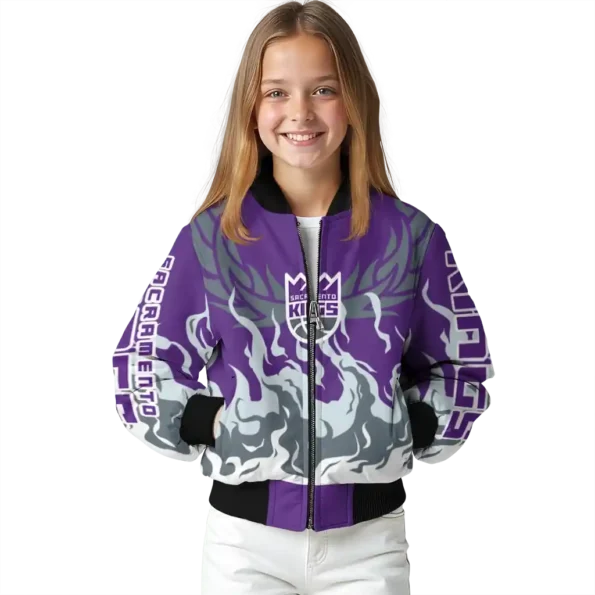 customized sacramento kings winged blaze purple white bomber jacket top rated