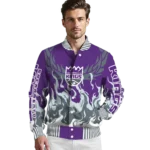 customized sacramento kings winged blaze purple white varsity jacket best selling.webp