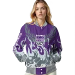 customized sacramento kings winged blaze purple white varsity jacket best selling.webp