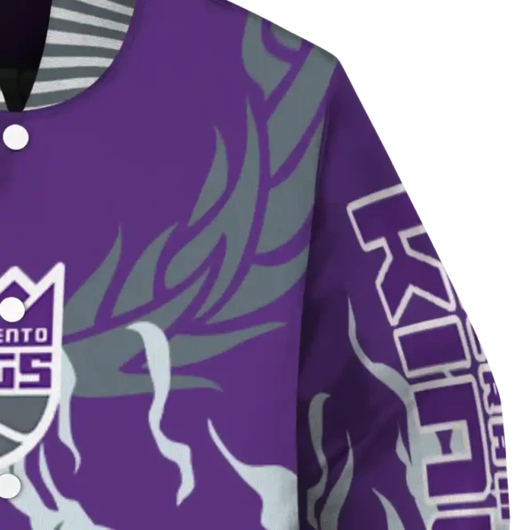 customized sacramento kings winged blaze purple white varsity jacket premium grade.webp