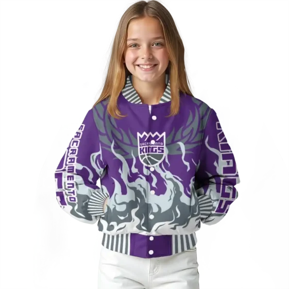 customized sacramento kings winged blaze purple white varsity jacket top rated.webp