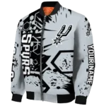 customized san antonio spurs hexagon cluster silver black bomber jacket best selling