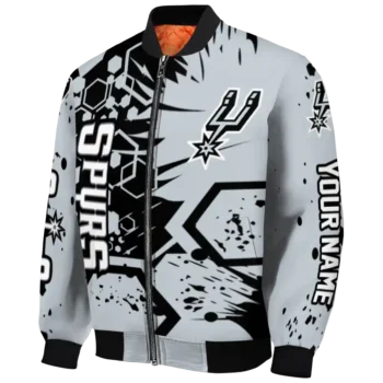 customized san antonio spurs hexagon cluster silver black bomber jacket best selling
