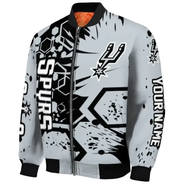 customized san antonio spurs hexagon cluster silver black bomber jacket best selling