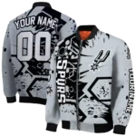 customized san antonio spurs hexagon cluster silver black bomber jacket best selling