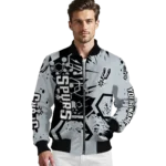 customized san antonio spurs hexagon cluster silver black bomber jacket best selling