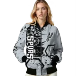 customized san antonio spurs hexagon cluster silver black bomber jacket best selling
