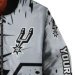 customized san antonio spurs hexagon cluster silver black bomber jacket best selling