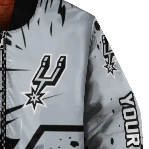 customized san antonio spurs hexagon cluster silver black bomber jacket premium grade