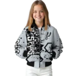 customized san antonio spurs hexagon cluster silver black bomber jacket best selling