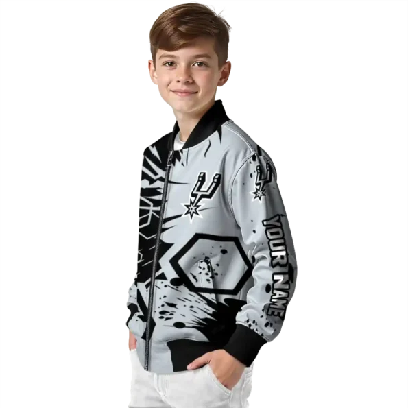 customized san antonio spurs hexagon cluster silver black bomber jacket trendy
