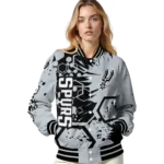 customized san antonio spurs hexagon cluster silver black varsity jacket best selling.webp