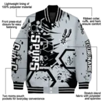 customized san antonio spurs hexagon cluster silver black varsity jacket best selling.webp