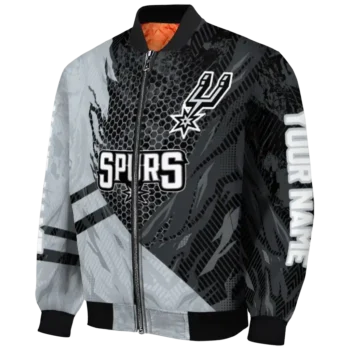 customized san antonio spurs hexagon mesh silver black bomber jacket best selling